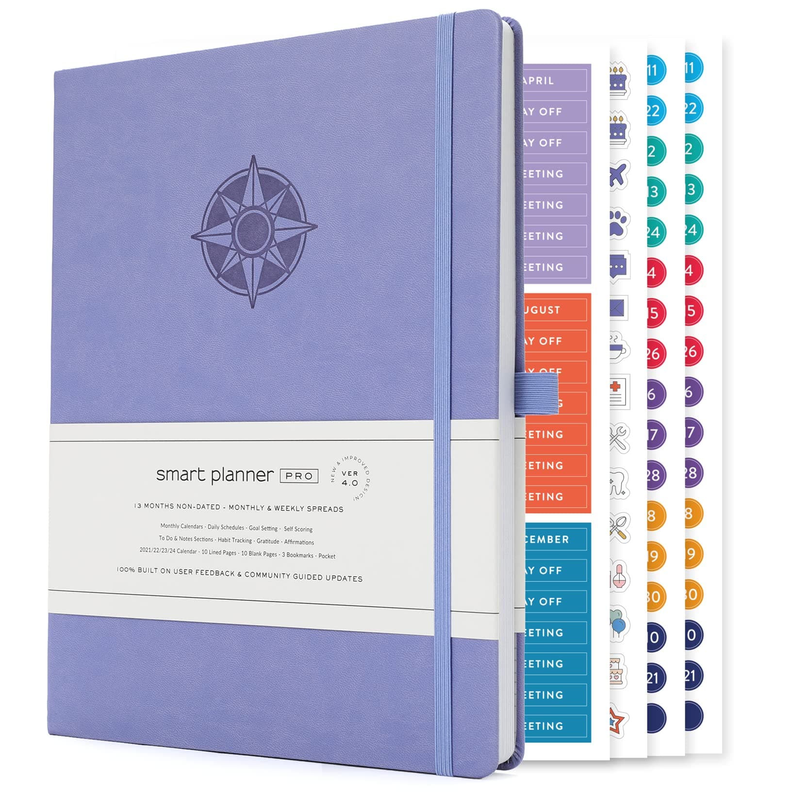 Pro – Large 11 x 8.5 inches (A4) – Undated Agenda Daily Planner – Tested & Proven to Achieve Goals & Increase Productivity, Time Management & Happiness with Weekly, Monthly, Gratitude Sections, Back Pocket (Lavender)
