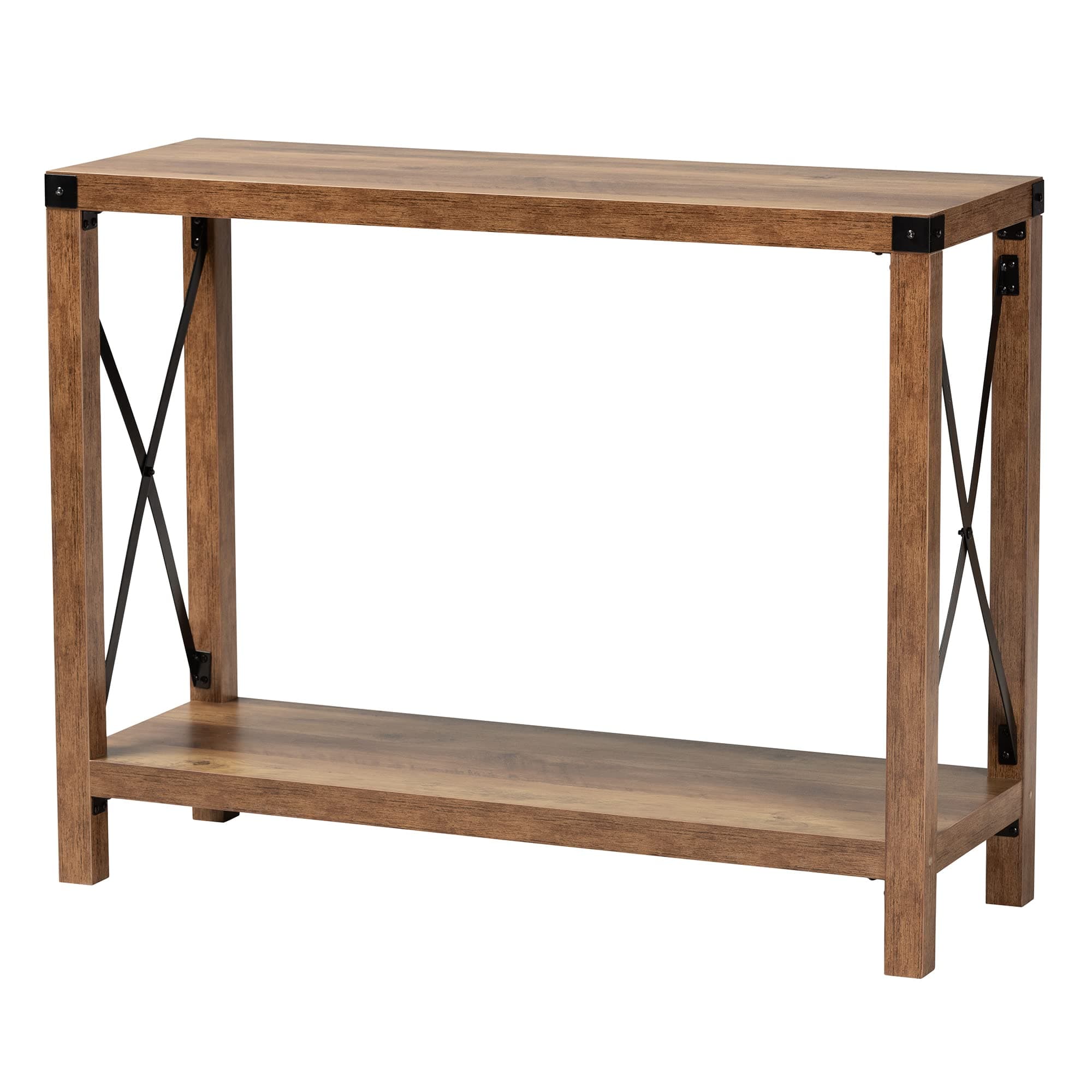 Baxton Studio Rumi Console Table, One Size, Natural Brown/Black
