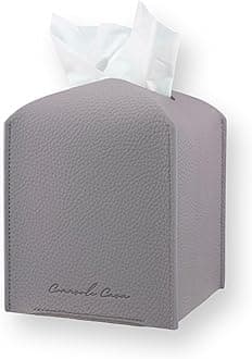Premium PU Leather Tissue Box Holder - Elegant Hotel-Style Tissue Box Cover for Home, Office & Car Décor, Tissues Cube Organizer for a Natural & Classic Look (Purple Grey)