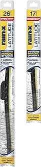 Rain-X810195 Latitude 2-In-1 Water Repellent Wiper Blades, 26" and 17" Windshield Wipers (Pack Of 2), Automotive Replacement Windshield Wiper Blades With Patented Rain-X Water Repellency Formula