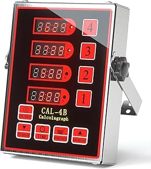 Commercial Kitchen Timer, 4-Channel Digital Timer for Cooking, Loud Alarm Volume +/-, Food Truck Restaurant Supplies, Heavy Duty Stainless Steel Large Timers with Waterproof Panel & Memory Function