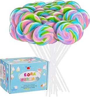 Rainbow Twisty & Swirl Lollipops 32pk, Mermaid Lollipops Candy Individually Wrapped Bulk, Unicorn Candy Swirl Lollipop Suckers, Unicorn Birthday, Blueberry Flavor