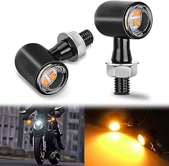 Motorcycle LED Turn Signals Front Indicator Light Yellow Beam Mini Size Blinkers Compatible with Harley Honda Kawasaki Suzuki Triumph Yamaha Cruiser