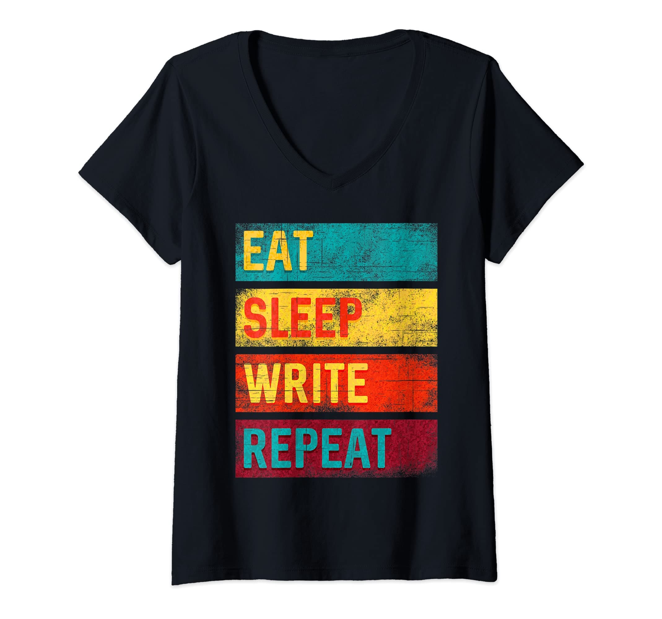 Womens Author Gift Eat Sleep Write Repeat V-Neck T-Shirt