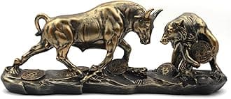Wall Street Bull & Bear Battle Resin Statue, Bull & Bear Decoration 11inch, Home Decor Accents Bull Ornaments for Living Room, Bedroom, Wine Cabinet, Office - Black