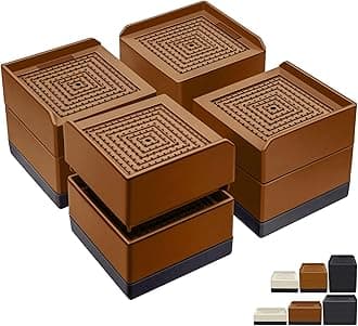 Bed Furniture Risers 3 inch, Square Adjustable Risers Blocks for Bed Sofa Table and Couch Lift to 1.5 or 3 inch，Heavy Duty Support Up to 1,300 Lbs (4 Pack-Brown)