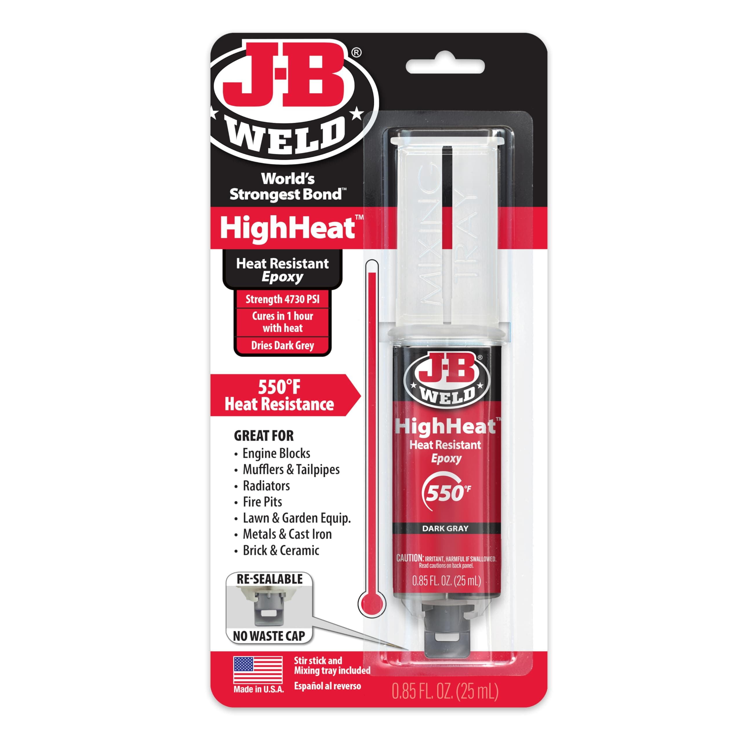 J-B Weld High Heat Epoxy Syringe, Dark Grey