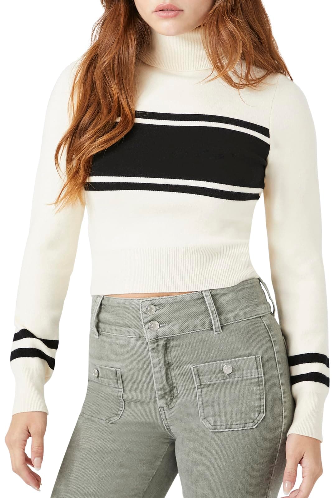 Forever 21Women's Striped Turtleneck Sweater