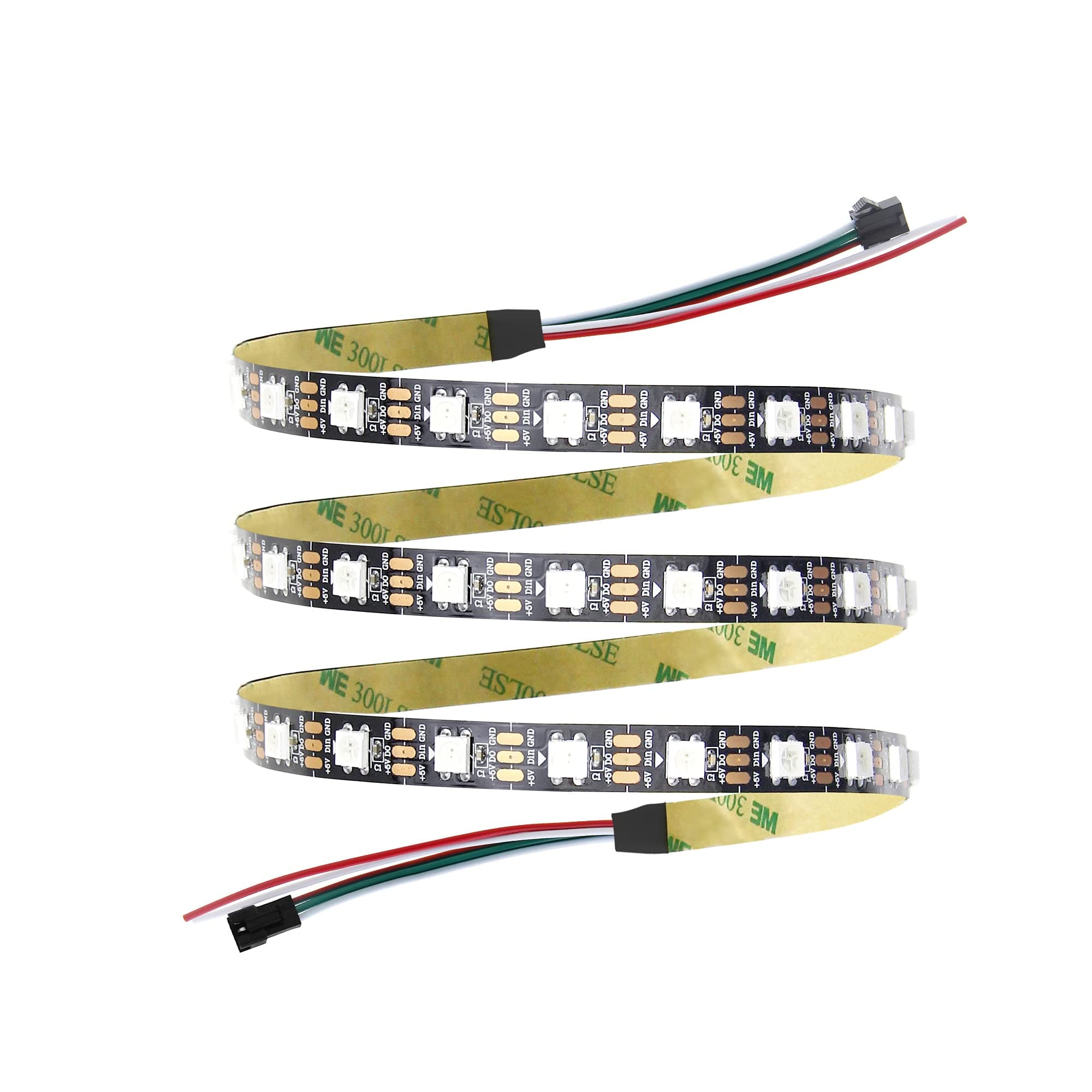 WS2812B LED Strip Addressable LED Pixels Light 60 LEDs 3.2ft DC 5V Programmable Dream Color Digital RGB LED Ribbon Lights Black PCB, Support Arduino Raspberry Pi