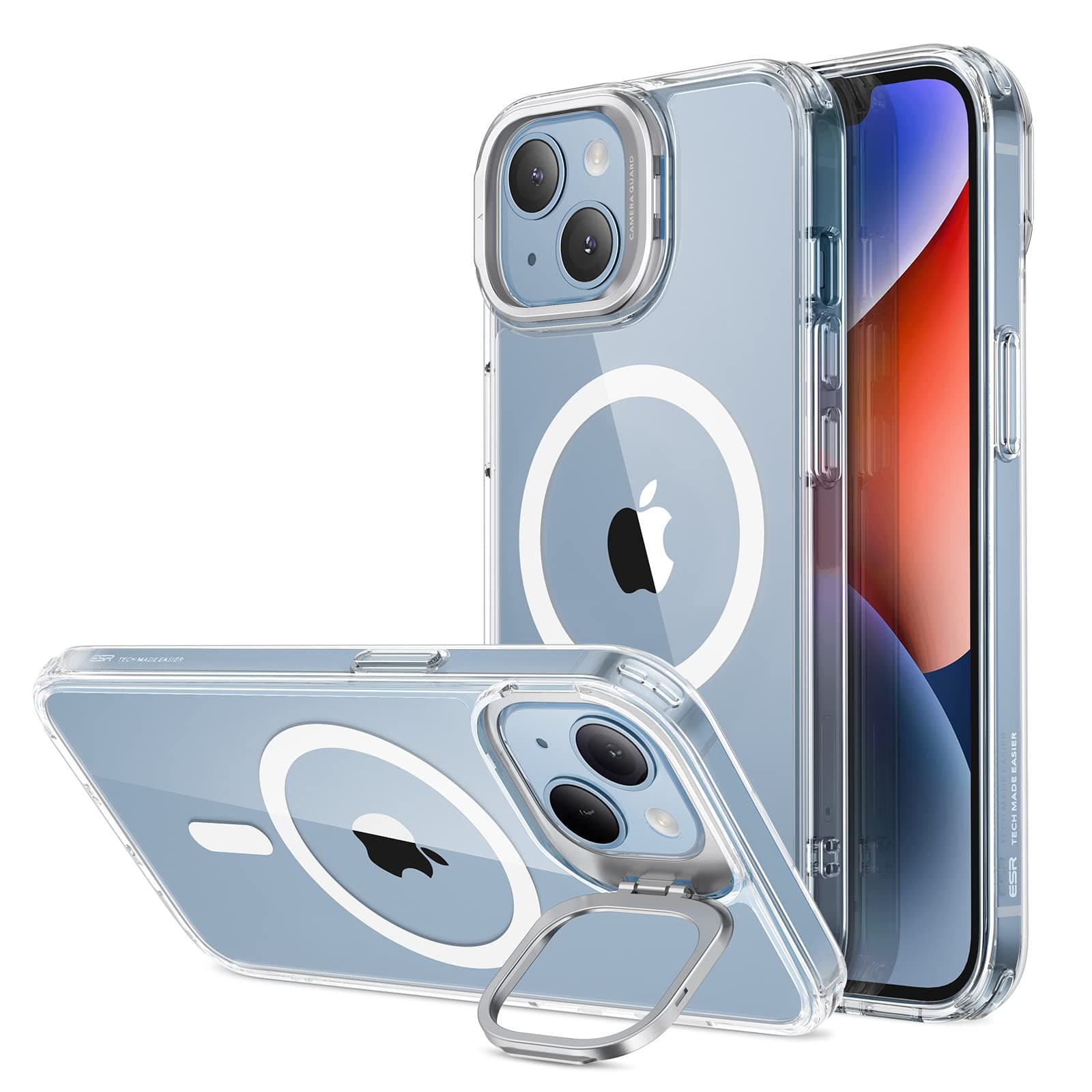 ESR for iPhone 14 Plus Case, Compatible with MagSafe, Built-in Stash Stand Clear Phone Case for iPhone 14 Plus, Military-Grade Protection, Magnetic Phone Case, Classic Series,Clear