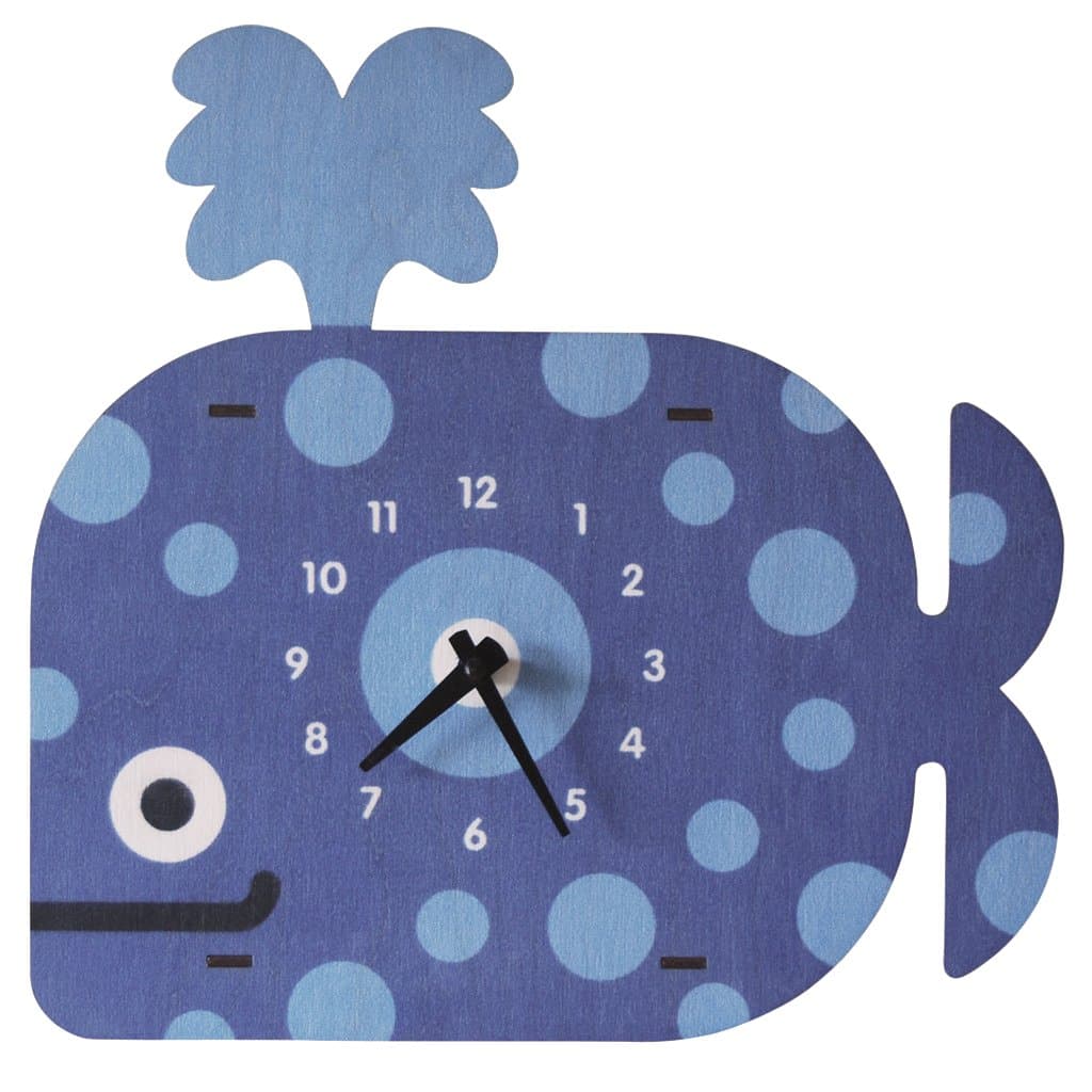 Modern Moose Whale Birch Wood Clock