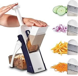 Safe Slice Mandoline for Vegetables, Meal Prep & More with 30+ Presets & Thickness Adjuster, Midnight Navy