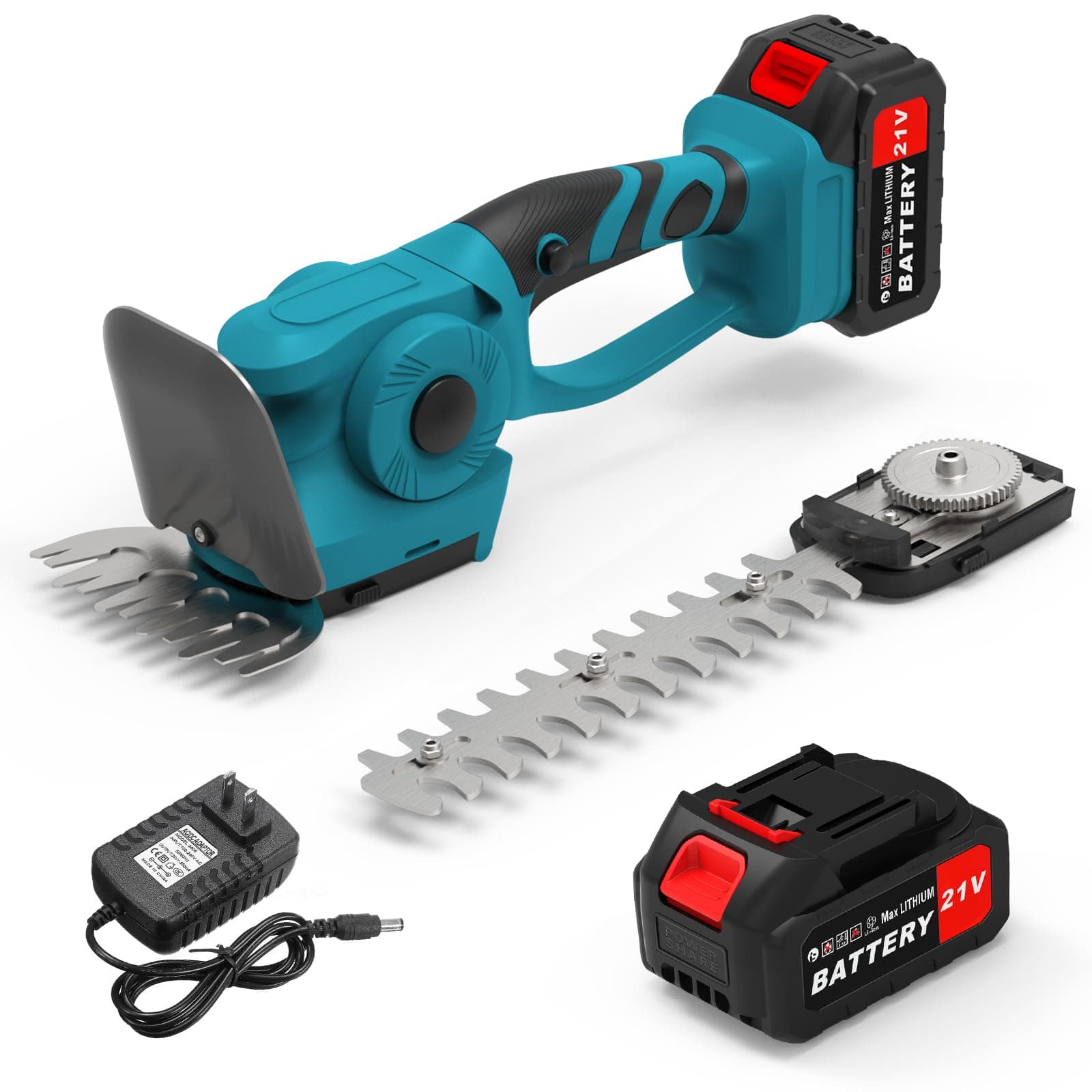 panthem Grass Shears Shrub Shears Set with Battery 21 V 3 A, Battery Garden Shears Battery Hedge Trimmer Handheld Lawn Shears Battery Grass Trimmer Grass Knife Shrub Shear Blade (with 1 Battery)