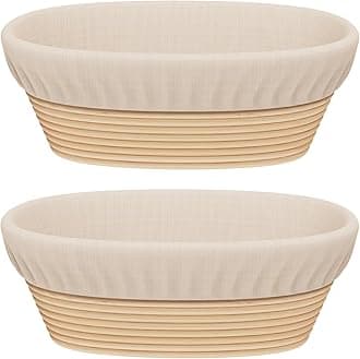 Sondiko Oval Sourdough Proofing Basket 2 Pack, Handmade Sourdough Bread Baking Supplies, Banneton Bread Proofing Basket with Proofing Cloth Liner for Sourdough Bread, Baking