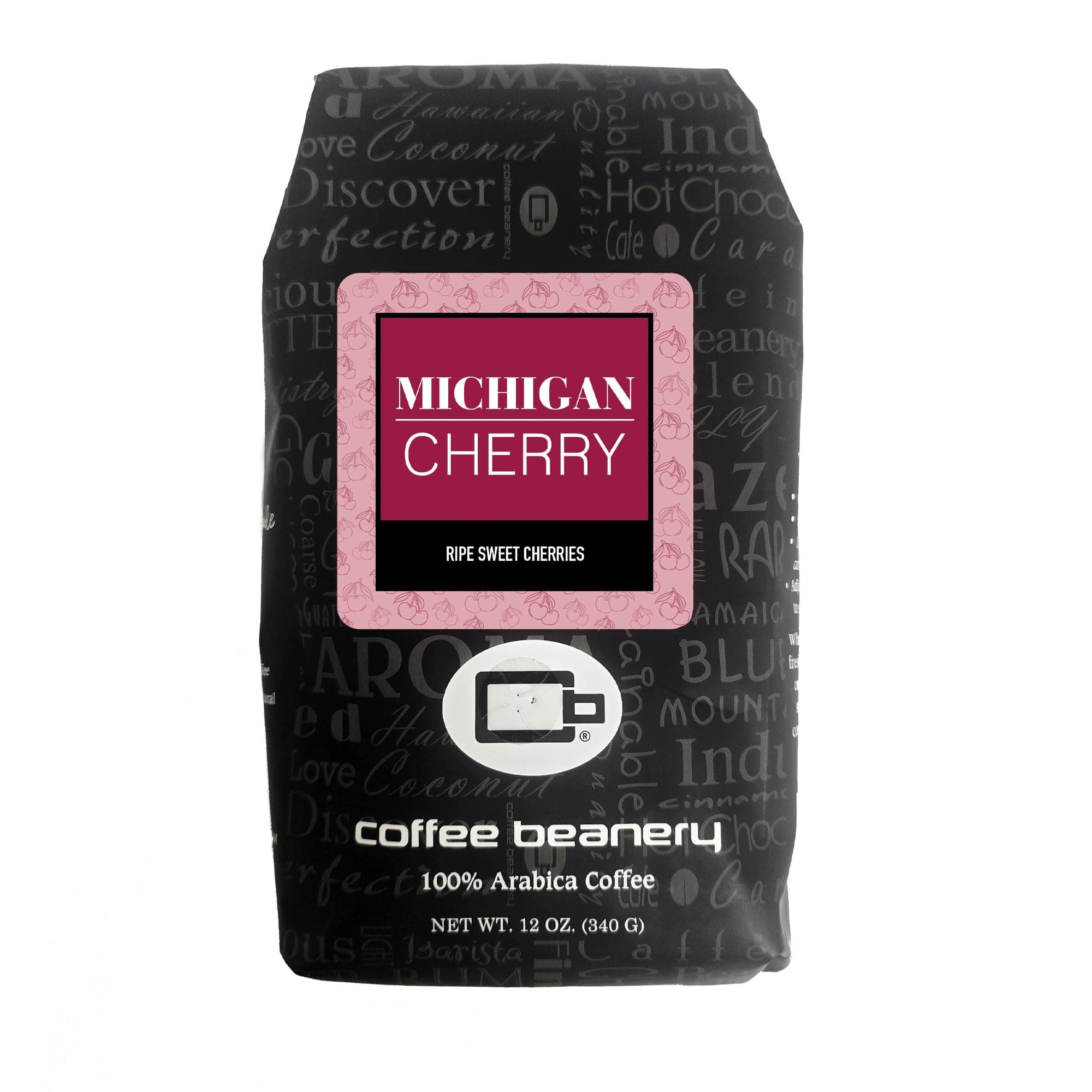 Michigan Cherry Flavored Coffee by Coffee Beanery, 12oz Ground, Medium Roast, 100% Specialty Arabica Coffee, Gourmet Flavored Coffee