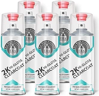 ERA Paints 2K High Gloss Clear Coat Spray/Aerosol Can – Professional Quality & Finish - Easy to Use – Best Value (5 pack)