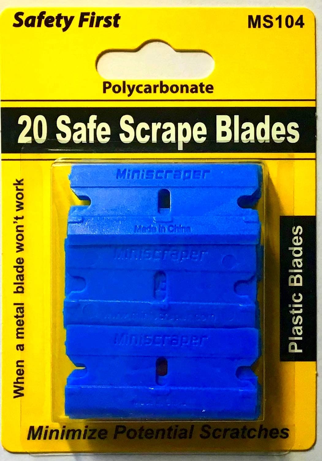 Plastic Razor Blades Double Edged Polycarbonate 20 / with mini razor scraper
