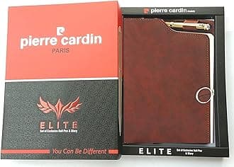 Pierre Cardin Elite Gift Set | Luxurious Satin Gold Finished Ball Pen & Premium Leather Diary with Magnetic Closure | Ideal for Festive & Corporate Gifting