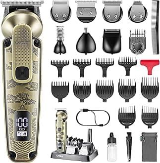 VGR 095 Beard Trimmer for Men, 7 in 1 Waterproof Cordless Hair Clippers and Trimmers Set, Electric Razor Shavers T-Blade Hair Trimmer Grooming Kit for Nose Body Ear Face Mustache, V-103