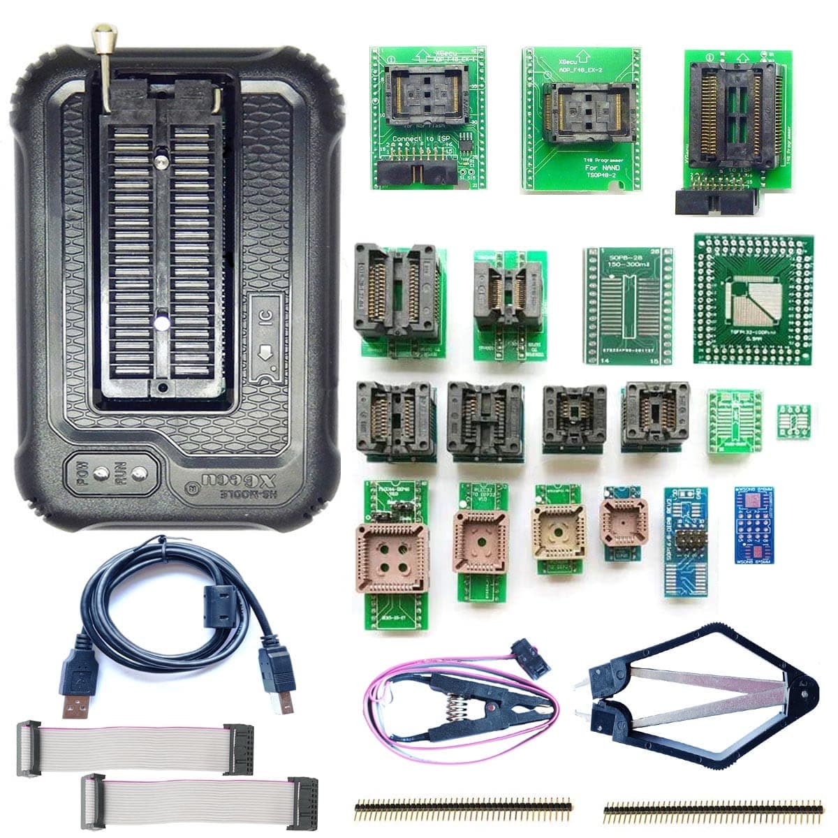 SETCTOP TL866II Plus usb programmer +24 adapter socket+SOP8 clip 1.8V nand flash 24 93 25 mcu Bios EPROM AVR eprom