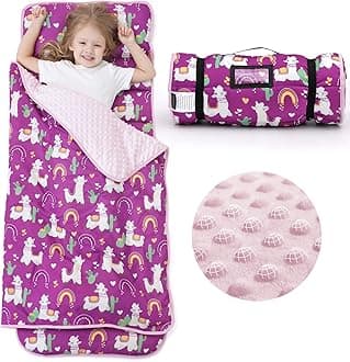 ACRABROS Toddler Nap Mat with Pillow and Blanket, Extra Large Rolled Napping Mats,Slumber Bags for Boys Girls,Kids Sleeping Bag for Daycare, Preschool Travel Camping