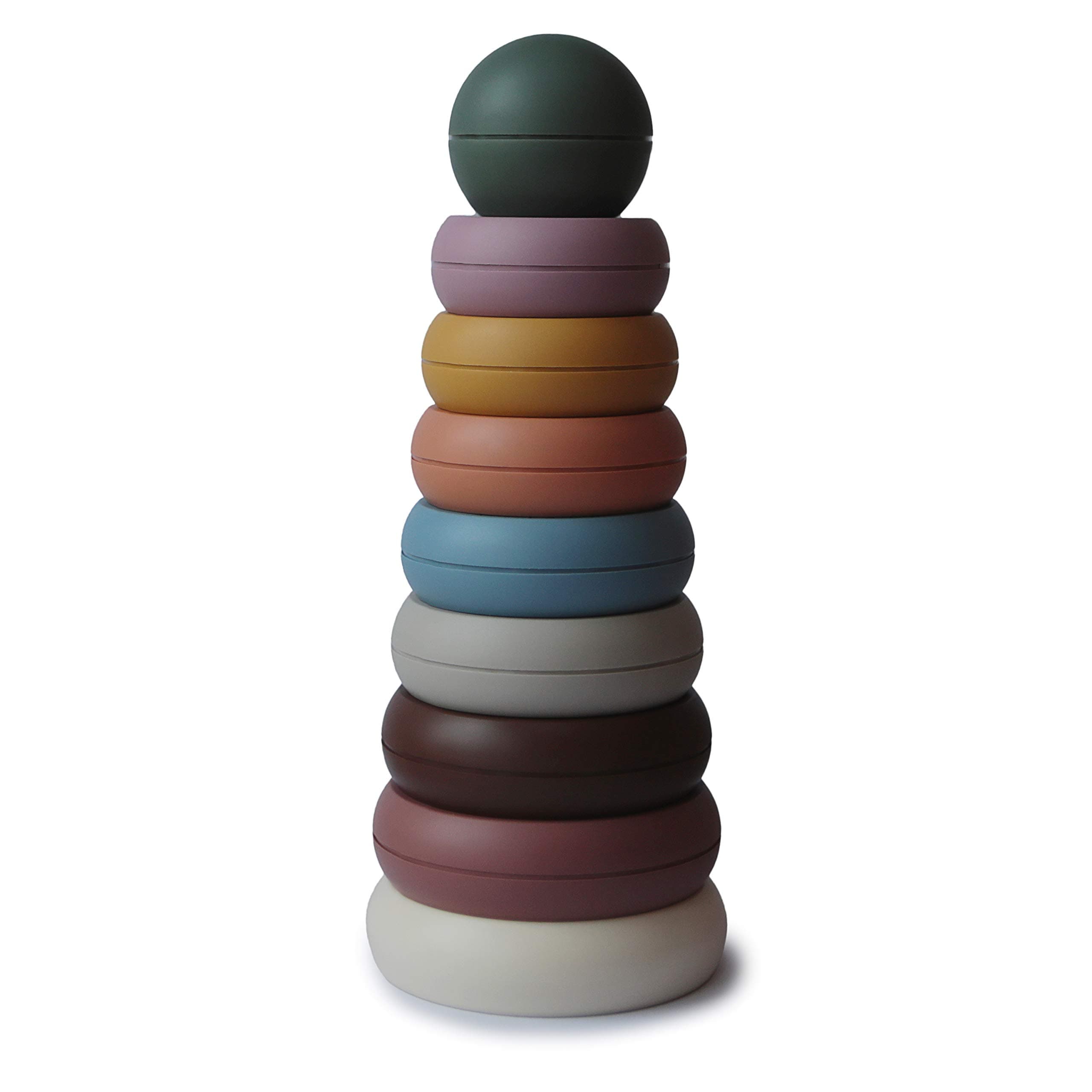 mushie Stacking Tower with Rings | Stacking Rings Tower with 8 Rings | For Babies & Children | Safe, High Quality & Durable | BPA/PVC/Phthalate Free | Made in Denmark (Rustic)