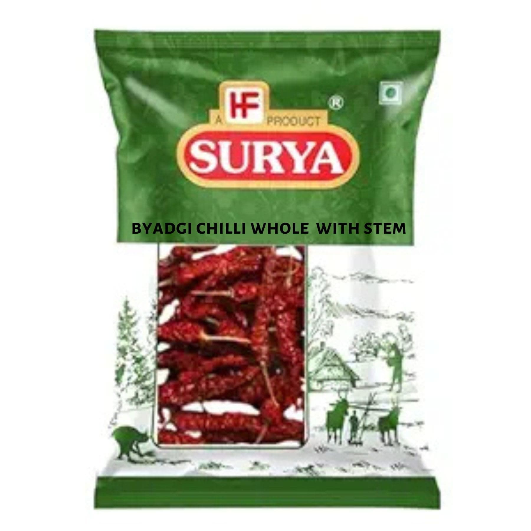 HF, Surya Byadagi Chilli Whole With Stem | Red chilli |100% Natural Kashmiri Dry chilli 100g