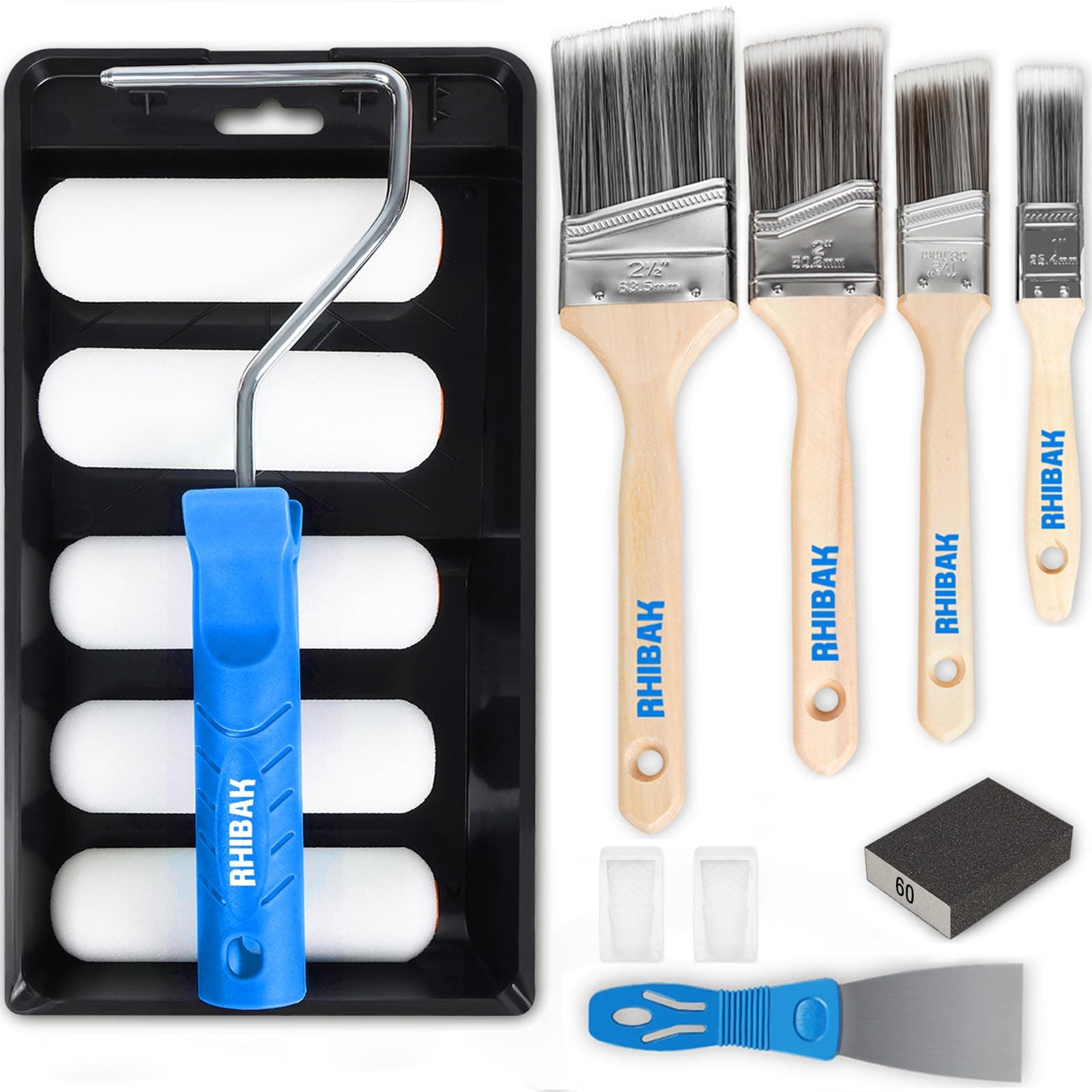 Paint Roller Kit, Paint Brushes and 4 Inch Foam Small Paint Roller Set, All in One Paint Tools for Professional or Home Owners for Professional Painting Results