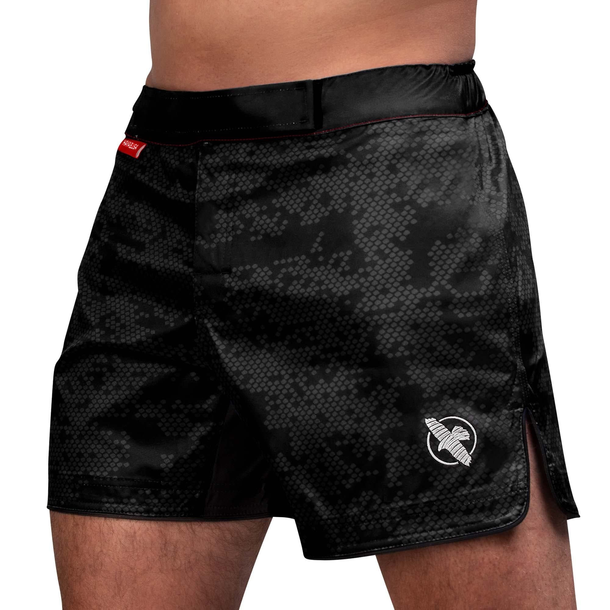 Hexagon Mid-Thigh Fight Short, Black, S