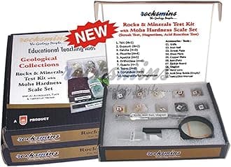 rocksmins Kid Rocks and Minerals Test Kit with Mohs Hardness Scale Set- Multi Color