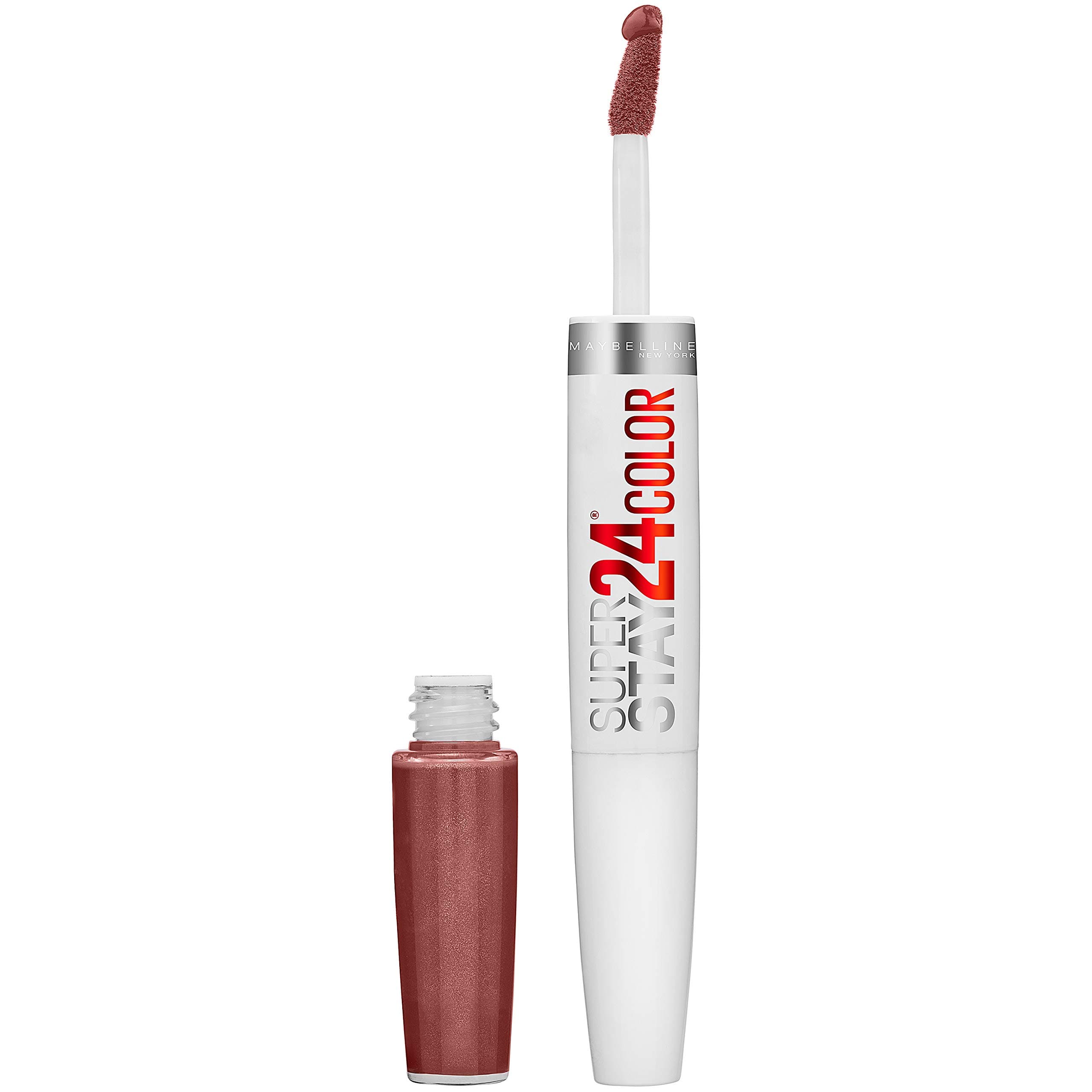 Super Stay 24, 2-Step Liquid Lipstick Makeup, Long Lasting Highly Pigmented Color with Moisturizing Balm, Constant Cocoa, Brown, 1 Count