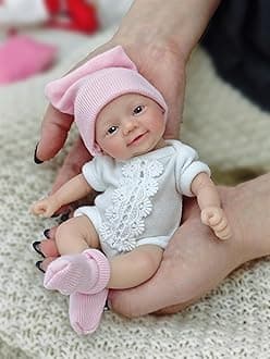 7 Inch Miniature Silicone Full Body Reborn Baby Doll Micro Realistic Newborn Doll Lifelike Eyes Open Baby Girl Looks Like Real Babies Anti Stress Dolls