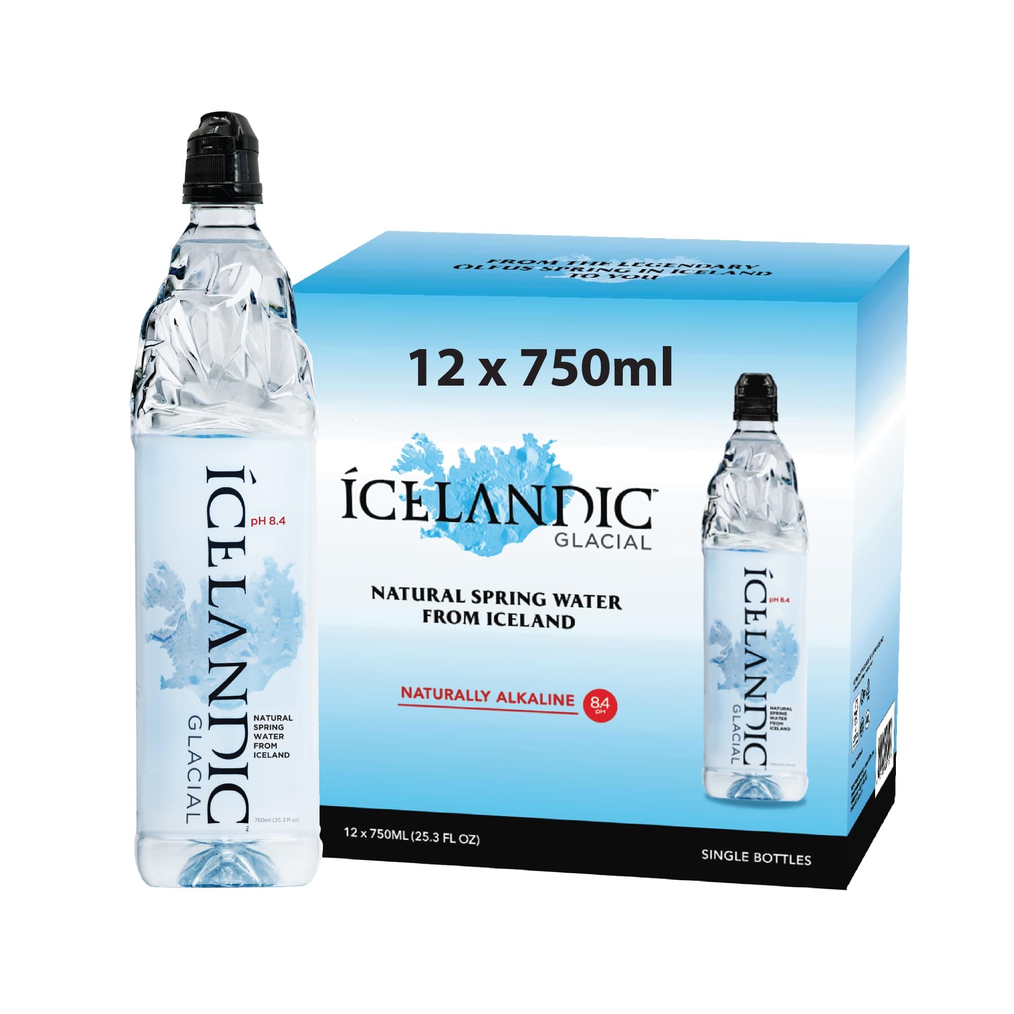 Icelandic Glacial Natural Spring Alkaline Water, 25.3 Fl Oz (Pack of 12)