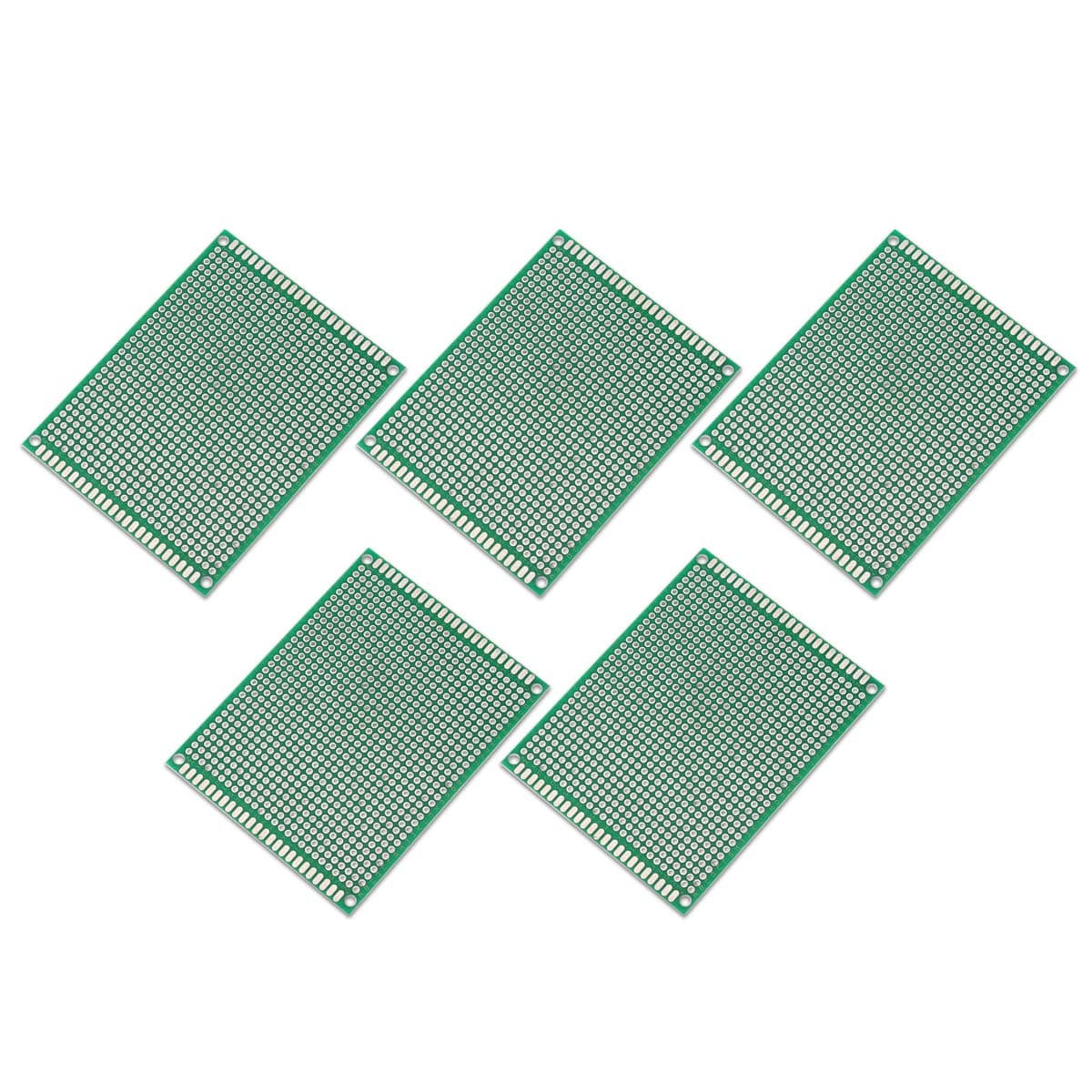 Electronicspices 6 x 8 cm Universal PCB Prototype Board Double-Side Green-5pcs