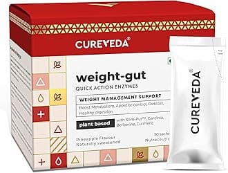 Cureveda Weight Gut - Natural Weight Management | Plant Based with Slim-Pur, Berberine, Garcinia & Turmeric | Weight Management Supplement For Women & Men | Supports Fat Burn For Weight Loss | 30 Sachets