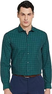 Peter England Men's Micro-Checkered Formal Slim Fit Full Sleeve Shirt | Cotton Rich