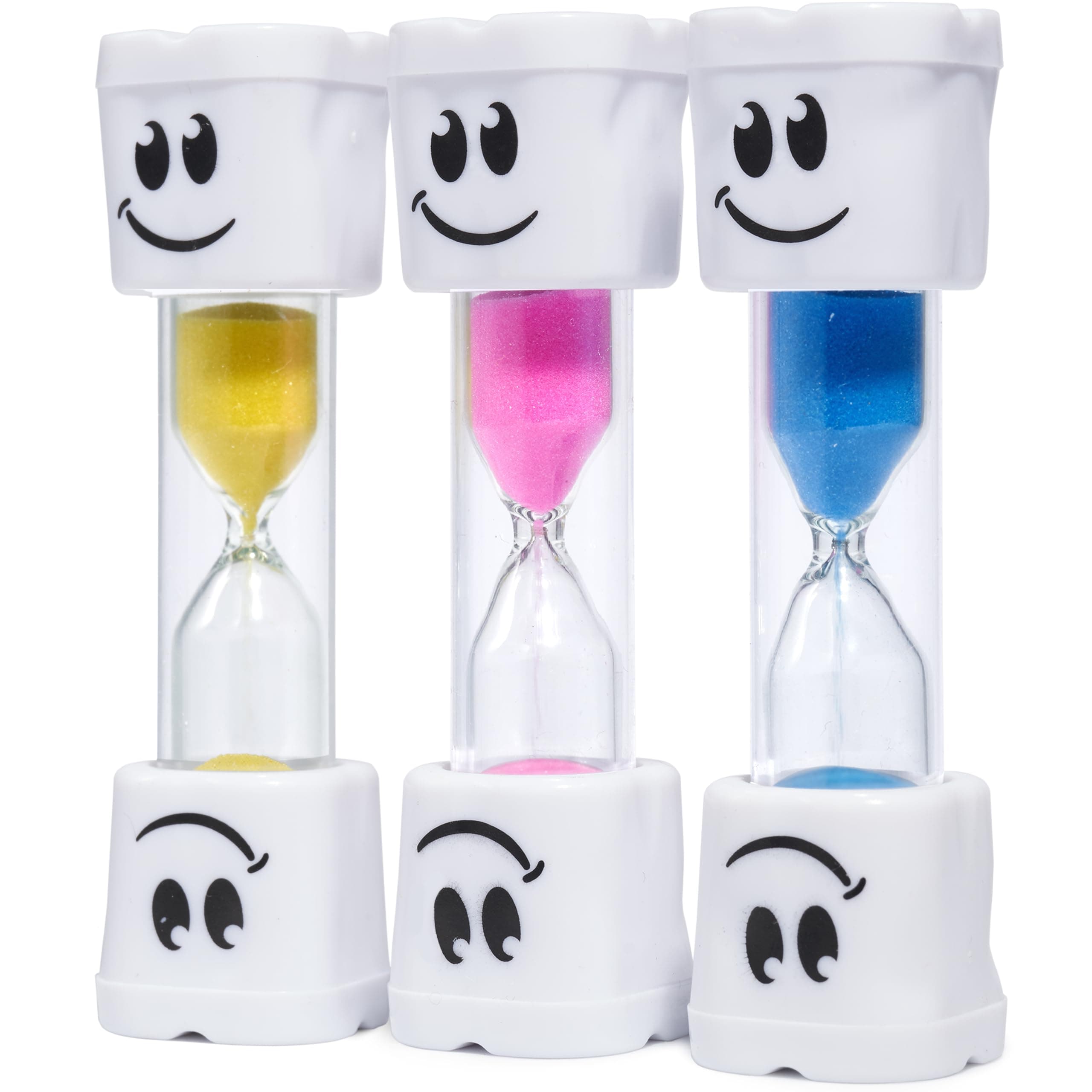 Toothbrush Timer for Kids, 2 Minute Sand Timer Smiley Acrylic Hourglass Teeth Brushing Timer for Kids Boys and Girls, Oral Hygiene Party Favors, Set of 3, Blue, Pink, Yellow – Srenta