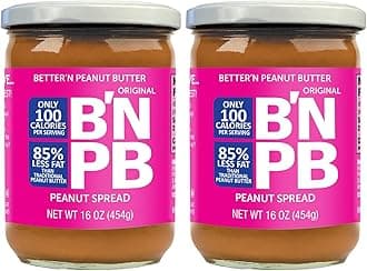 Original Low Fat Peanut Butter Spread by Better’n Peanut Butter, Creamy Low-Calorie Peanut Spread with No Saturated Fat, Gluten Free, Dairy Free, Non GMO, Kosher, Pack of 2, 16 oz. Glass Jars