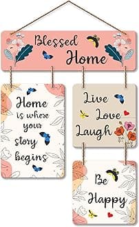 Blessed Home Decorative Wall Art MDF Wooden Wall Hanger for Living Room | Quotes Decor Item | Home Quotes Wall Hanging | Modern Decor Items | Wall Poster | Unique Gift (WH_6520N)