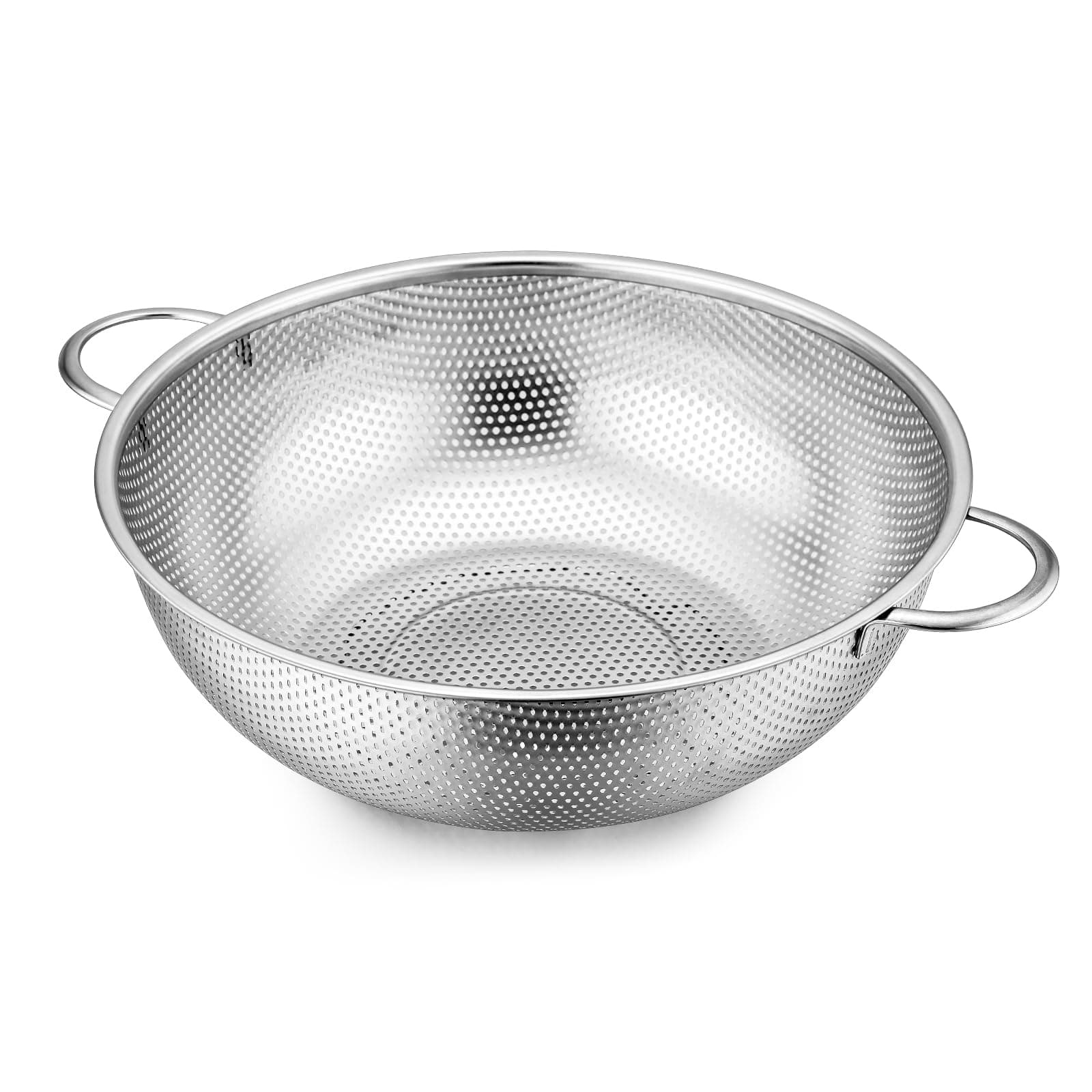 E-far 5-Quart Stainless Steel Colander, Micro-Perforated Metal Colander Strainer with Handle for Kitchen/Draining Pasta/Rinsing Vegetables Fruits, Heavy Duty & Dishwasher Safe - 11 Inches
