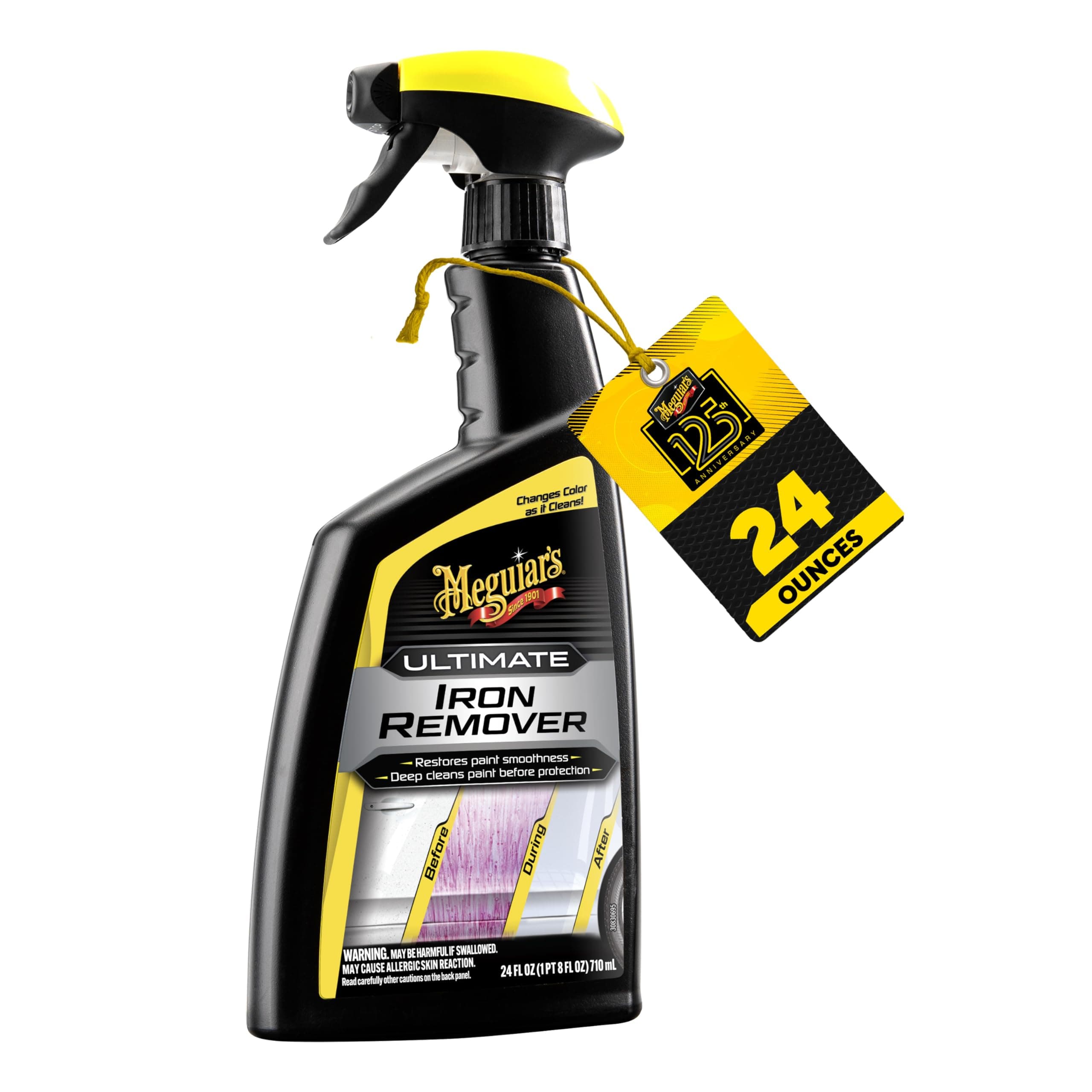 Meguiar's Ultimate Iron Remover - Quickly Remove Embedded Iron Particles and Industrial Fallout that Impair Paint Color, Clarity, and Paint Smoothness - Chemical Contaminant Remover - 24 Oz