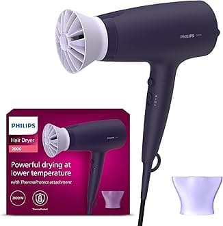 Hair Dryer 3000 Series, ThermoProtect Attachment, with Nozzle, 2100W, Model BHD340/13