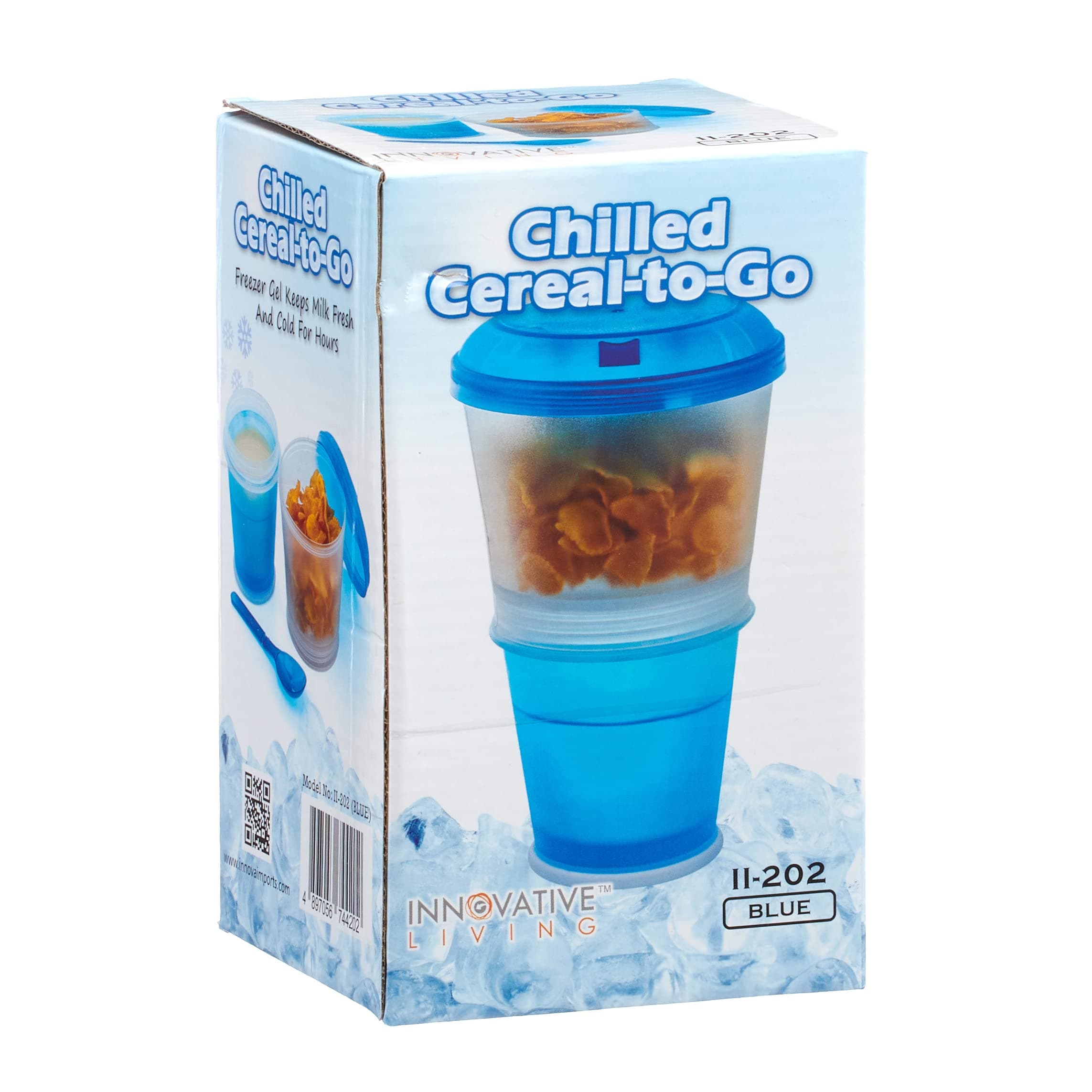 Chilled Cereal To Go Container Crunch Breakfast Cold Cereal Cup Dispenser - Blue