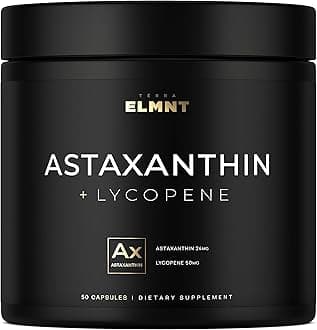 Astaxanthin 24mg + Lycopene 50mg Clinical Strength Carotenoids Skin Supplement w. 100% Natural from MicroAlgae - Best Astaxanthin Supplements for Skin Health & Pigmentation - Astaxantina