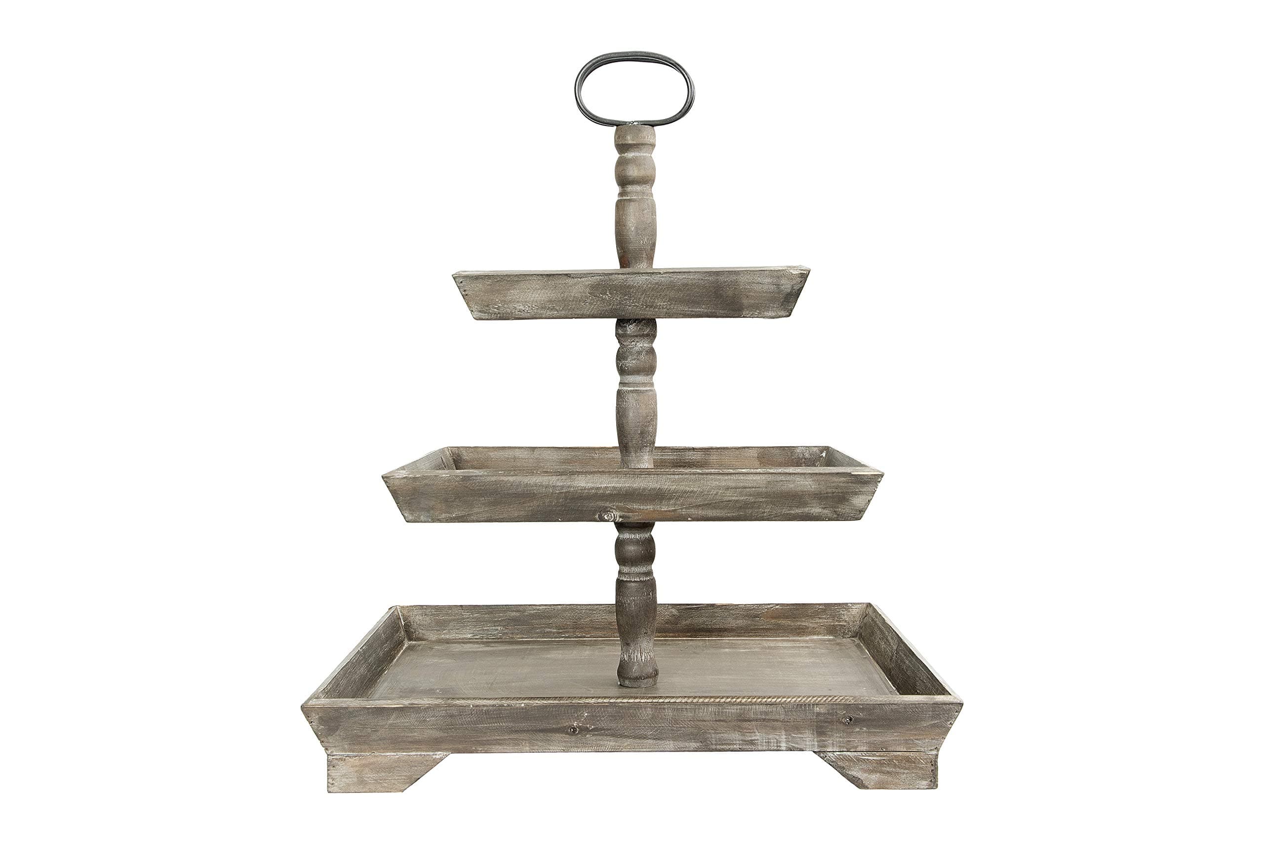 Creative Co-Op3 Tier Tray Decorative Accents, Brown