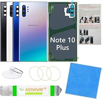 Galaxy Note 10+ Back Glass Cover Housing Door Replacement with Pre-Installed Camera Lens+Installation Manual+Tools for Samsung Galaxy Note 10 Plus SM-N975 All Carriers (Aura Glow)