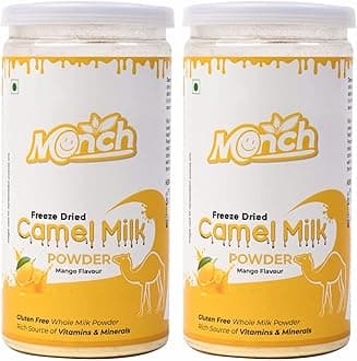 Monch Camel Milk Powder - Camel Milk Powder For Height Growth - Freeze Dried, Mango Flavoured (200g, 100gx2)