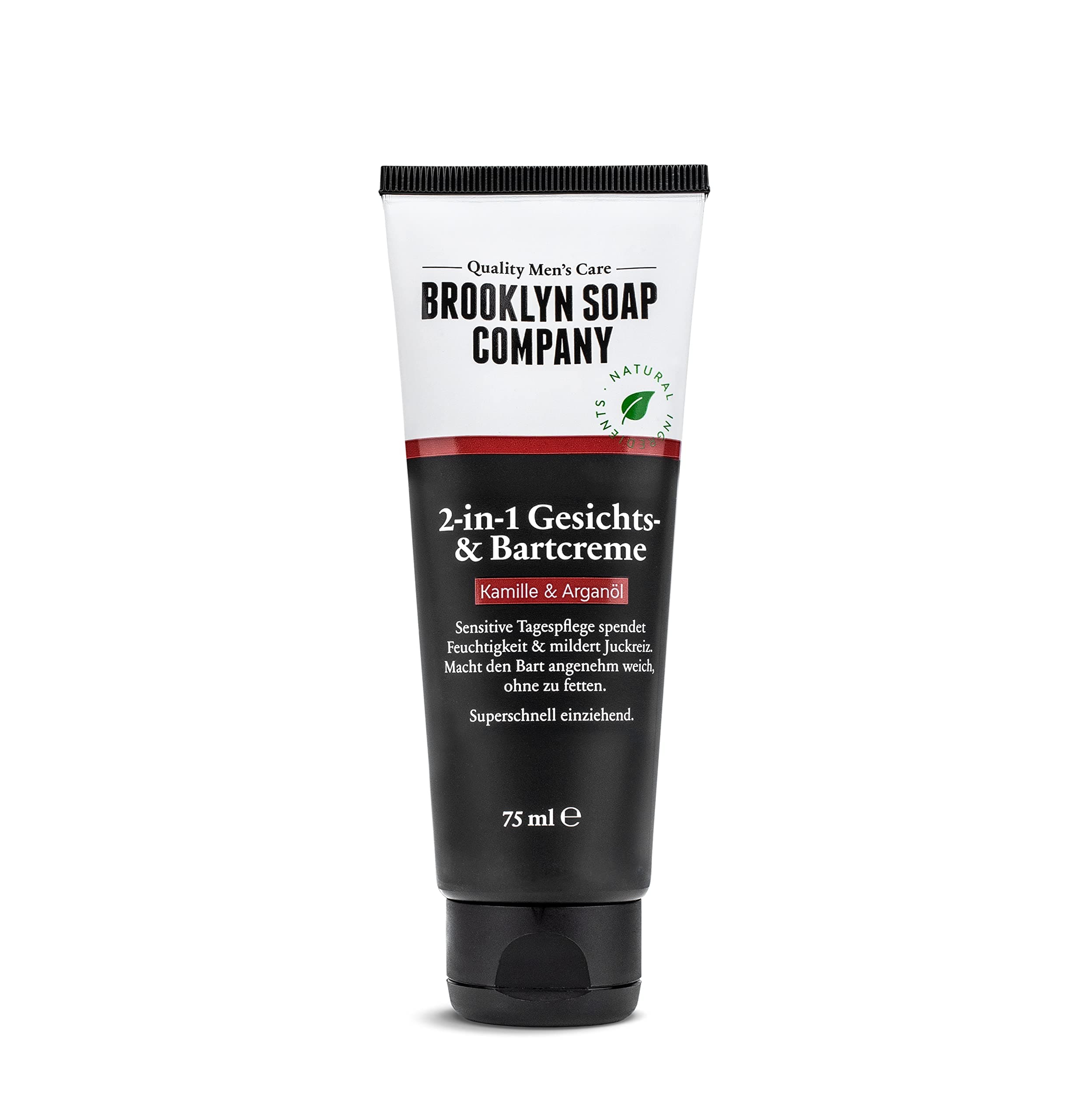 Beard cream and face cream (75 ml), 2-in-1 beard care from Brooklyn Soap Company, alternative to beard oil or beard balm, softer 3-day beard and less beard itching.