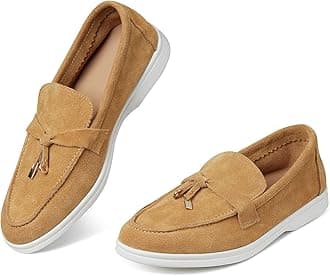 Celbreez Flats Loafers Comfortable Loafers for Women Round Toe Suede Lightweight Slip-on Moccasins Shoes Classic Casual Driving Penny Loafers, Apricot, 9, 40 EU