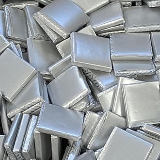 Milk Chocolate Neapolitans Plain Blank Foil Wrapped Event Party Favour Sweets (100, Silver Foil)
